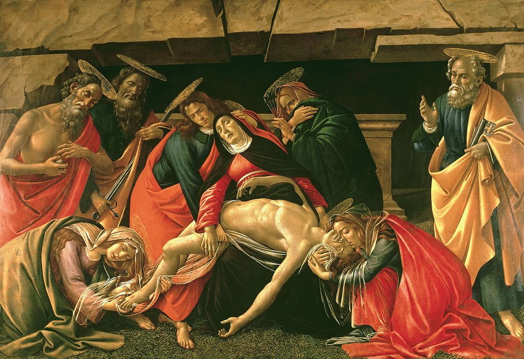 Il dramma della Crocifissione risuona in questo quadro scuro e cupo, in netto contrasto con le opere fresche e luminose dell'apice della carriera dell'artista.