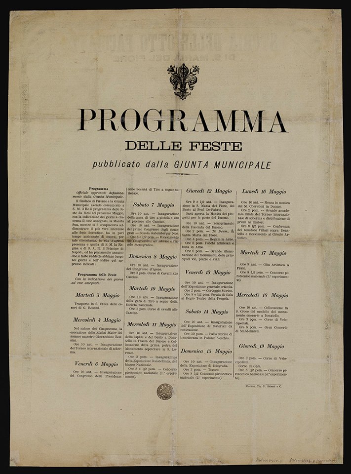 Articolo di un giornale inglese su l'inaugurazione della facciata del Duomo:  The Festivals at Florence - Sketches by Signor Fabbi, nel 1887