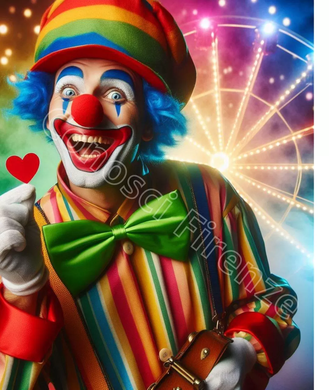 Il clown è il personaggio più simpatico e gentile della compagnia di saltimbanchi. 