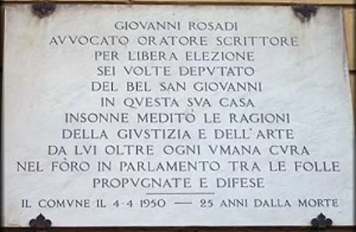 Giovanni Rosadi Targa situata in via Lupi 9 a Firenze